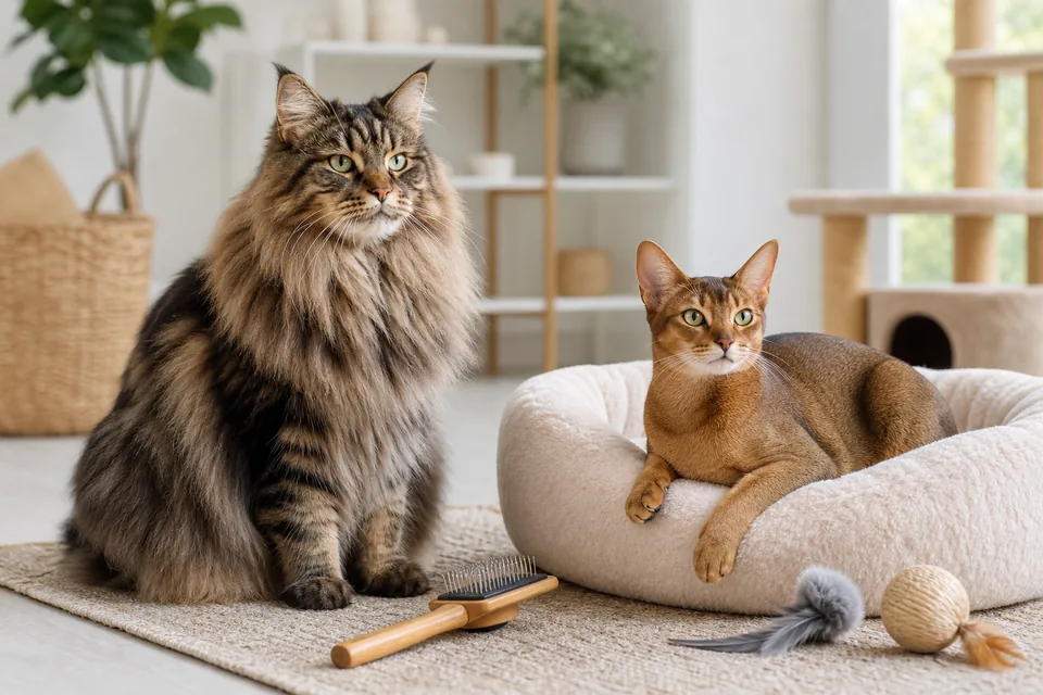 長毛猫と短毛猫の世話の違いを考えるブラシと猫用品