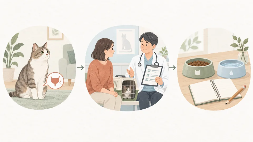 猫の尿路ケアを診察と食事と観察の順番で考える編集図